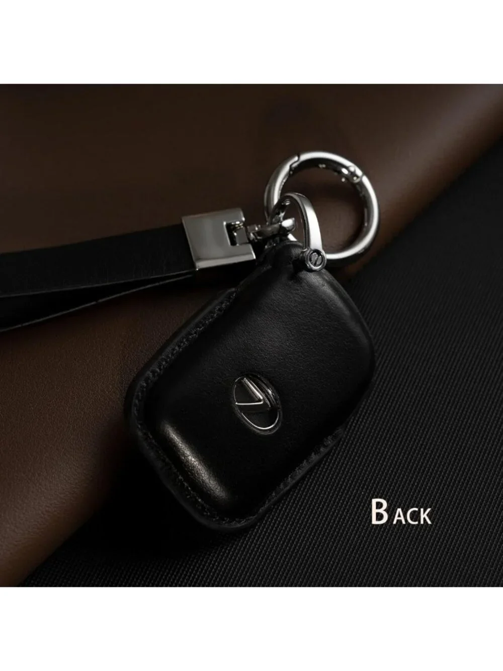 Stylish Black Leather Keychain & Car Key Fob Cover - Compatible Accessories for